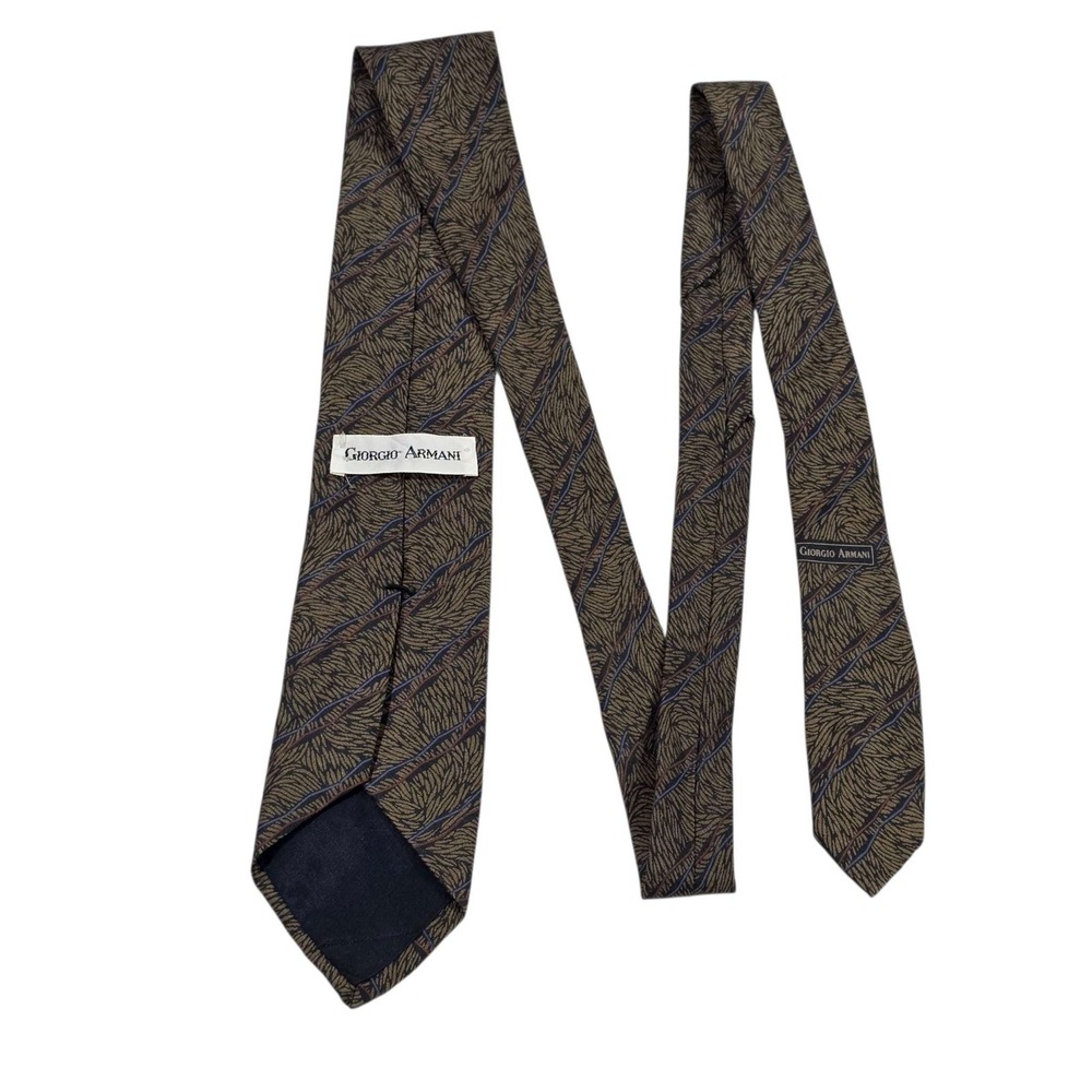 GIORGIO ARMANI Silk Designer Mens‎ Tie Brown Pattern Hand Made Necktie Luxury
